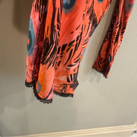 Vintage 70s/80s Mr. Stan Peacock Feather Print Button Down Woven Rayon Blend L - Picture 10 of 15